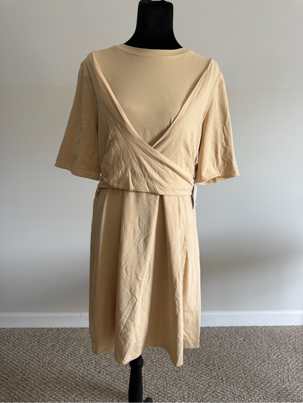 Lululemon Cotton Wrap-Front T-Shirt Dress Prosecco Size 10 NWT